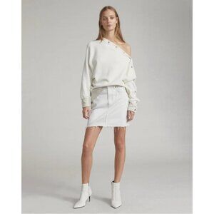 NWT Rag & Bone Moss Denim Mini Skirt 28 White Distressed Raw Hem